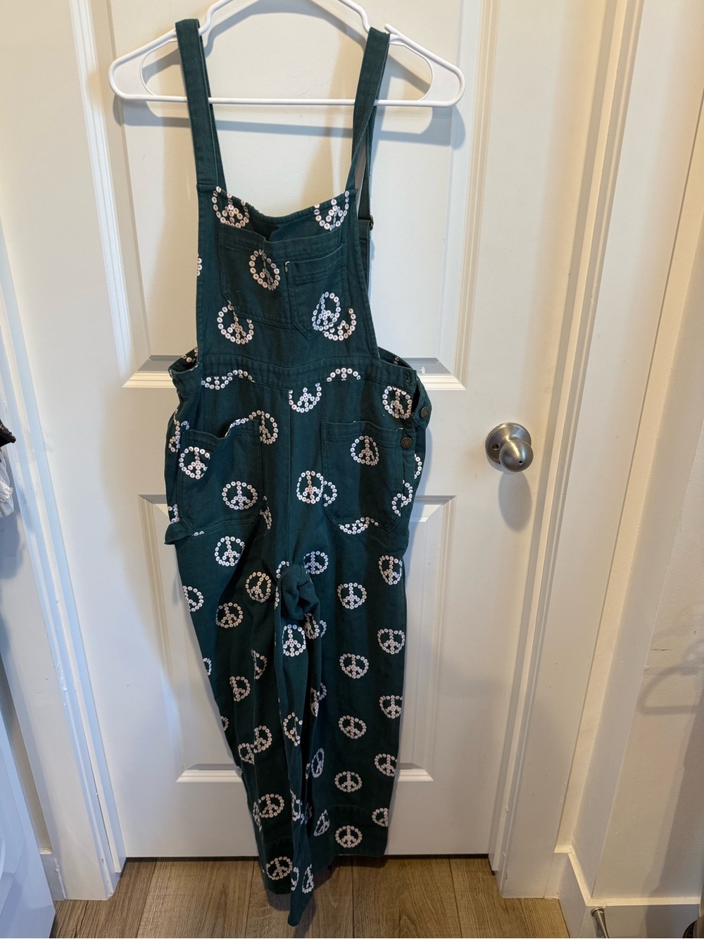 Bdg Urban Outfitters Green Peace Sign Print Utility Overalls Medium
